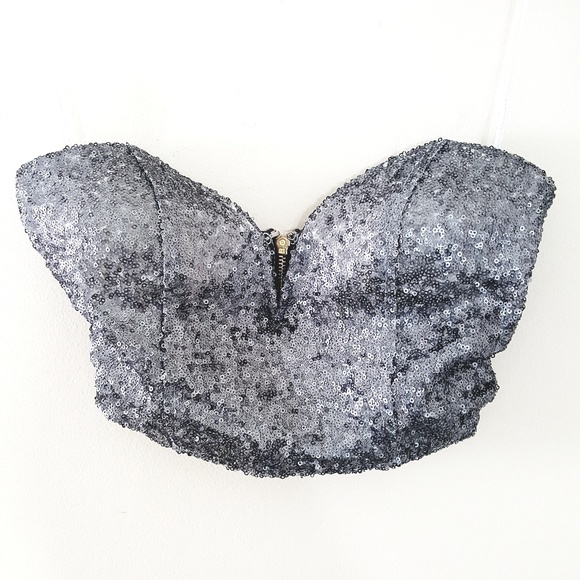 Tobi Other - Tobi // Gray Sparkly Sequin Bandeau Bralette